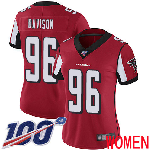 Atlanta Falcons Limited Red Women Tyeler Davison Home Jersey NFL Football #96 100th Season Vapor Untouchable